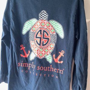 SIMPLY SOUTHERN L/S NAVY TSHIRT WITH TURTLE DESIGN